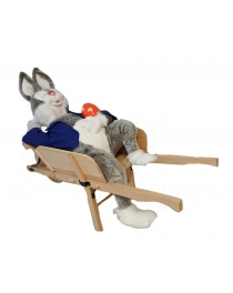 Grey rabbit nap wheelbarrow