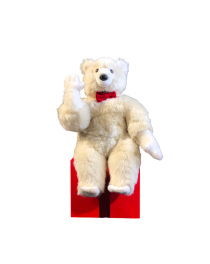 White Leonardo Bear Cub sitting on gift