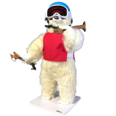 White Bear Leonardo with Skis on Shoulder