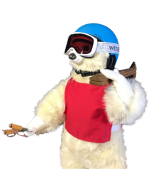 Ourson Léonardo Blanc avec Skis sur l'Épaule