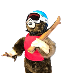 Brown Bear Leonard with Skis on Shoulder