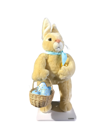 Automate de lapin de Pâques avec son panier rempli d’œufs de Pâques décorés