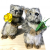 Automates deux bébés marmottes qui cueillent des fleurs