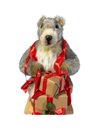 Automate de marmotte avec cadeaux de Noël pour vitrine de magasin saisonnière ou événementiel
