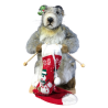 Location d'Automates, fabricant français : marmotte qui tricote une chaussette de Noël