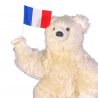 Rental animatronic bear with flag for window displays & events