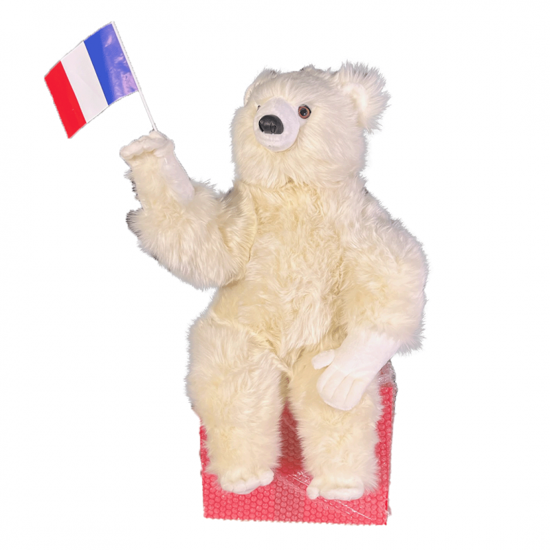Animatronic bear french flag for sport displays & sporting events