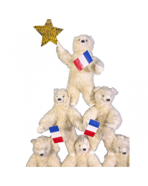 Automates ours et drapeaux France décoration vitrine animée