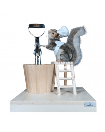 animatronic squirrel pastry chef,animatronic character squirrel,animated figure squirrel cooking