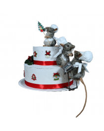 animatronic mice chefs christmas cake decor,seasonal christmas animatronic characters,christmas bakeshop window display ideas