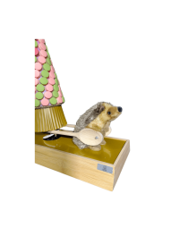 hedgehog animatronic tower cake,animated displays easter window,cake shop luxury decor