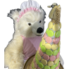 animatronic white bear,bakery tea house decor,pink theme window displays