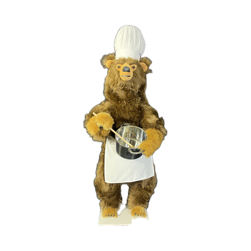 animatronic bear head chef,animated decoration stores displays,animatronic brown bear window displays