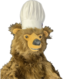 animatronic bear bakery chef,animated decor bake shop, big plush baker bear