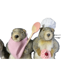 marmots decor,woodchuck animatronics,animated cook chief animals