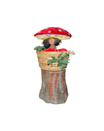 automate lutin champignon noël,décor vitrine noël forêt,décoration animée événementiel