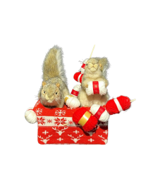 squirrels christmas animatronic,window displays motion decor animals,squirrels knitting ugly sweater