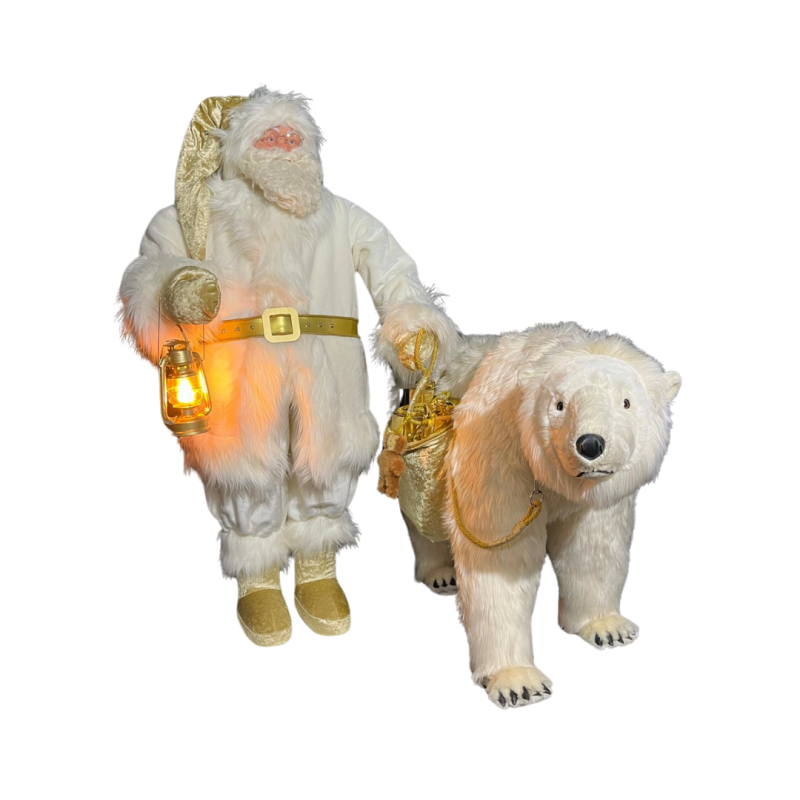 rent animatronic santa claus polar bear,rental luxury christmas decor window displays,animatronic with light