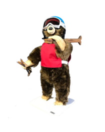 Ourson Léonard Brun avec Skis sur l'Épaule