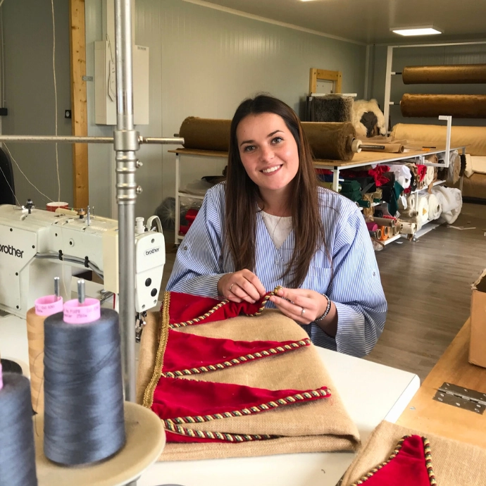 Behind the scenes of our crafting workshop, with the finest craftsmen and women and our white Leonardo bear cub sitting on gift.