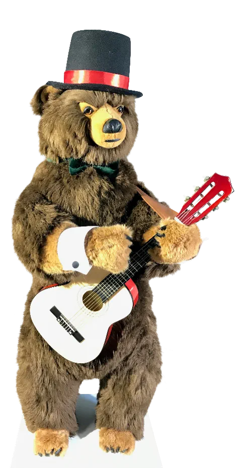 Our Leo mascot animatronics on the guitar